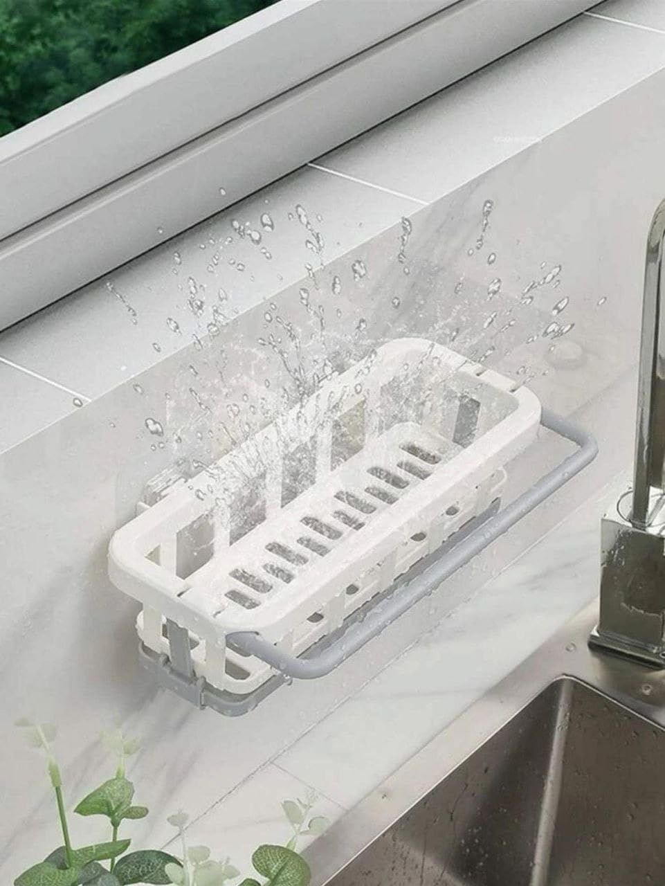 Vichip Two Tone Hanging Drain Rack | Retractable Storage Rack | Sponge Drain Tray | Kitchen/Bathroom Sink Tray with Drying Basket | Kitchen Storage Organizer Vichip Two Tone Hanging Drain Rack | Retractable Storage Rack | Sponge Drain Tray | Kitchen/Bathroom Sink Tray with Drying Basket | Kitchen Storage Organizer