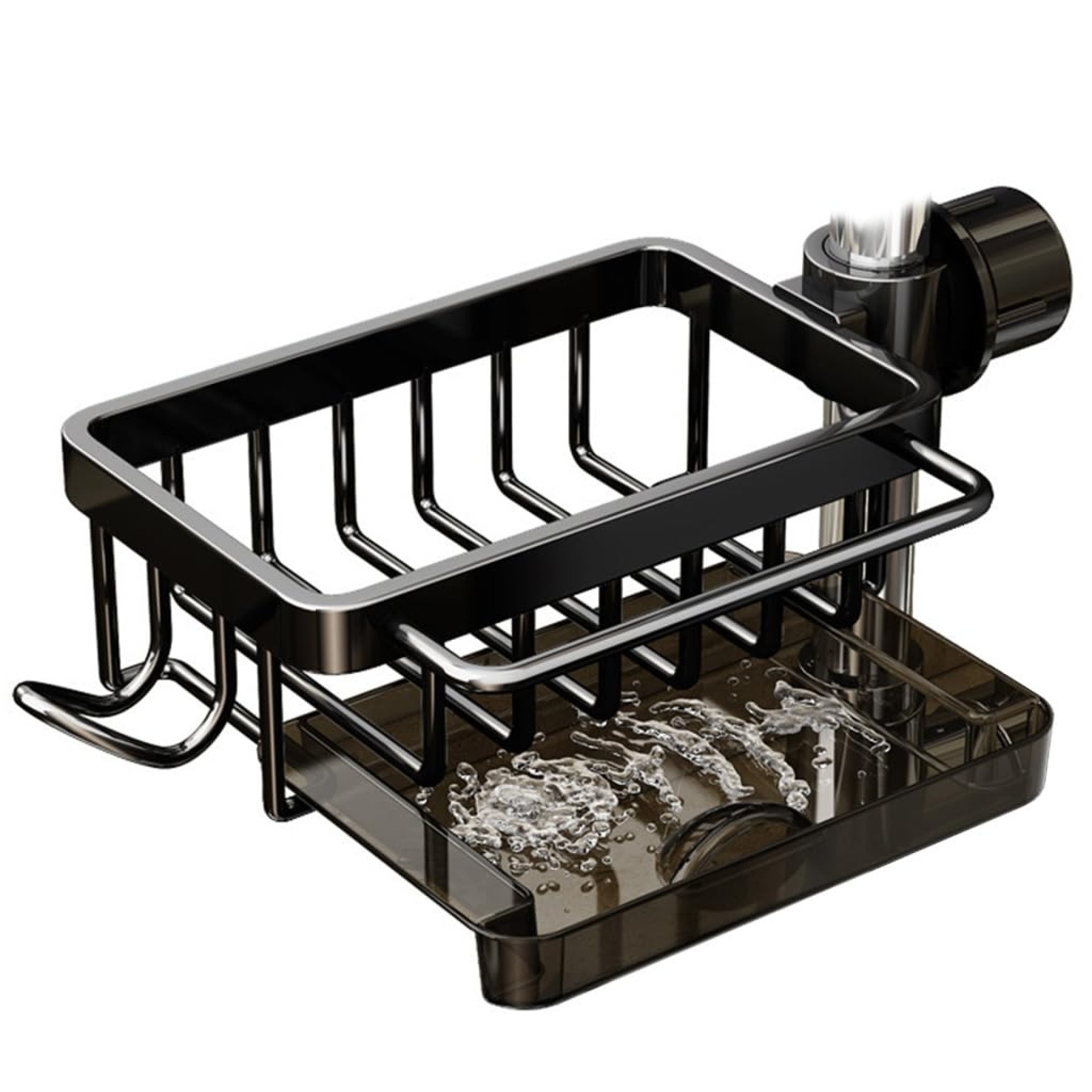 HASTHIP® Kitchen Sink Organizer Dish Sponge Holder for Sink Faucet Drain Rack with Pull-out Drip Tray Kitchen Accessories Holder Metal Wire Aluminum Faucet Organzier Storage Rack Mop Holder HASTHIP® Kitchen Sink Organizer Dish Sponge Holder for Sink Faucet Drain Rack with Pull-out Drip Tray Kitchen Accessories Holder Metal Wire Aluminum Faucet Organzier Storage Rack Mop Holder