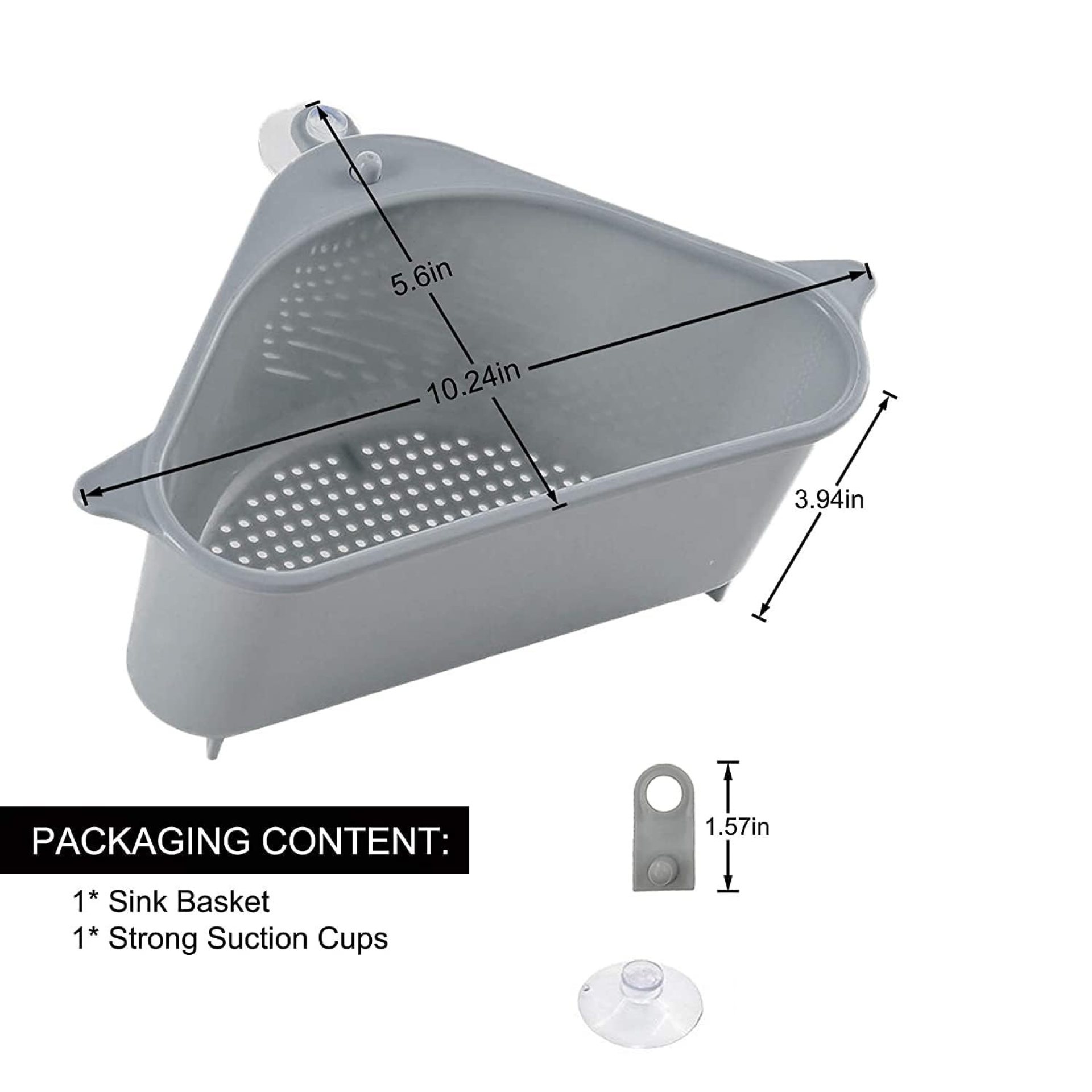 HAKKU Sink Basket Strainer, No Drilling Triangular Multifunctional Drain Shelf Kitchen Sink Strainer Holder Multifunctional Box Organizer for Soap, Dishwashing, Sponge etc (Grey, MIN 2 Quantity) HAKKU Sink Basket Strainer, No Drilling Triangular Multifunctional Drain Shelf Kitchen Sink Strainer Holder Multifunctional Box Organizer for Soap, Dishwashing, Sponge etc (Grey, MIN 2 Quantity)