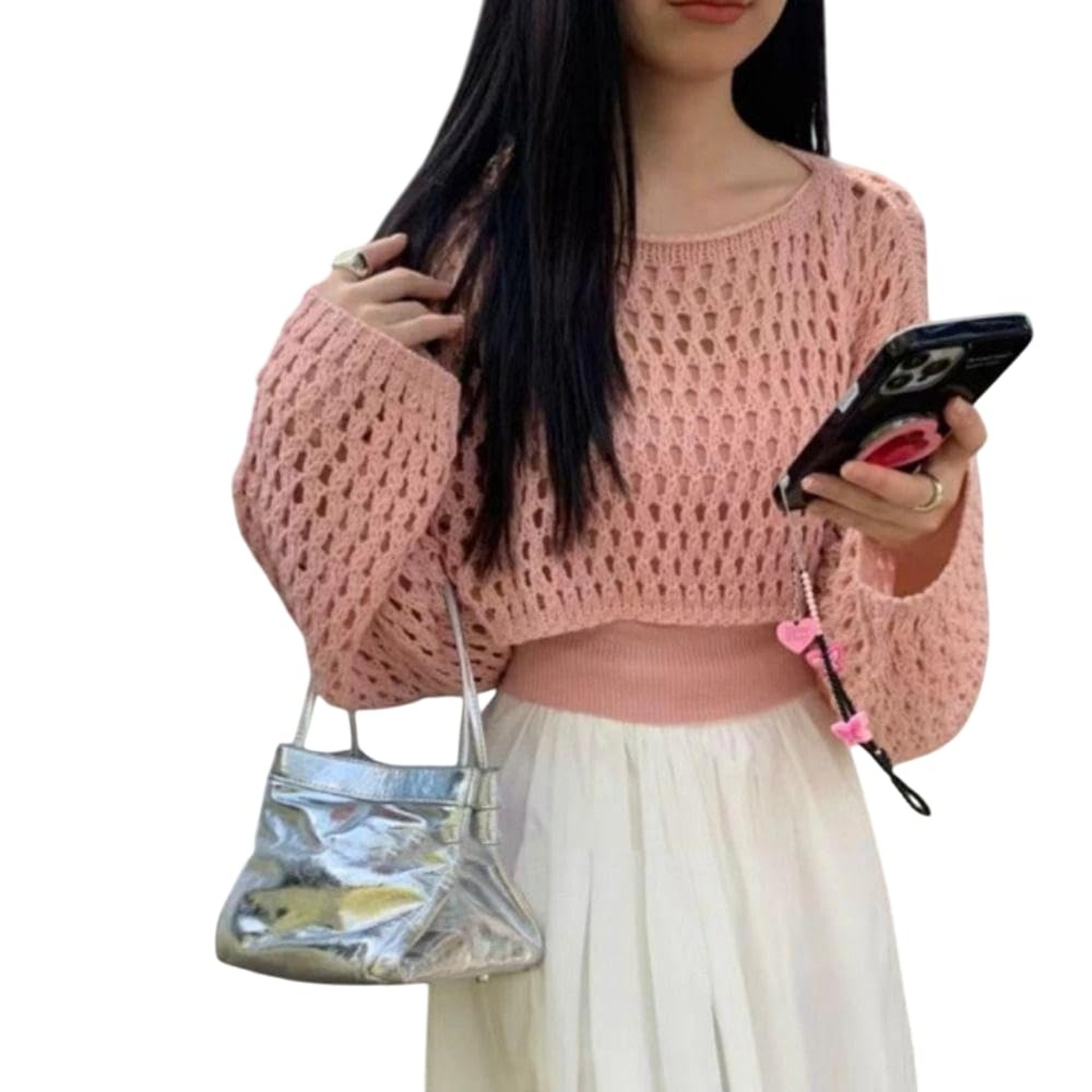 MYSTIFY®Pointelle Knit Crop Sweater Sheer See-Through Long Sleeve Pullovers for Women Teengirl Spring Summer Cover Up 90s Y2K Outfit MYSTIFY®Pointelle Knit Crop Sweater Sheer See-Through Long Sleeve Pullovers for Women Teengirl Spring Summer Cover Up 90s Y2K Outfit