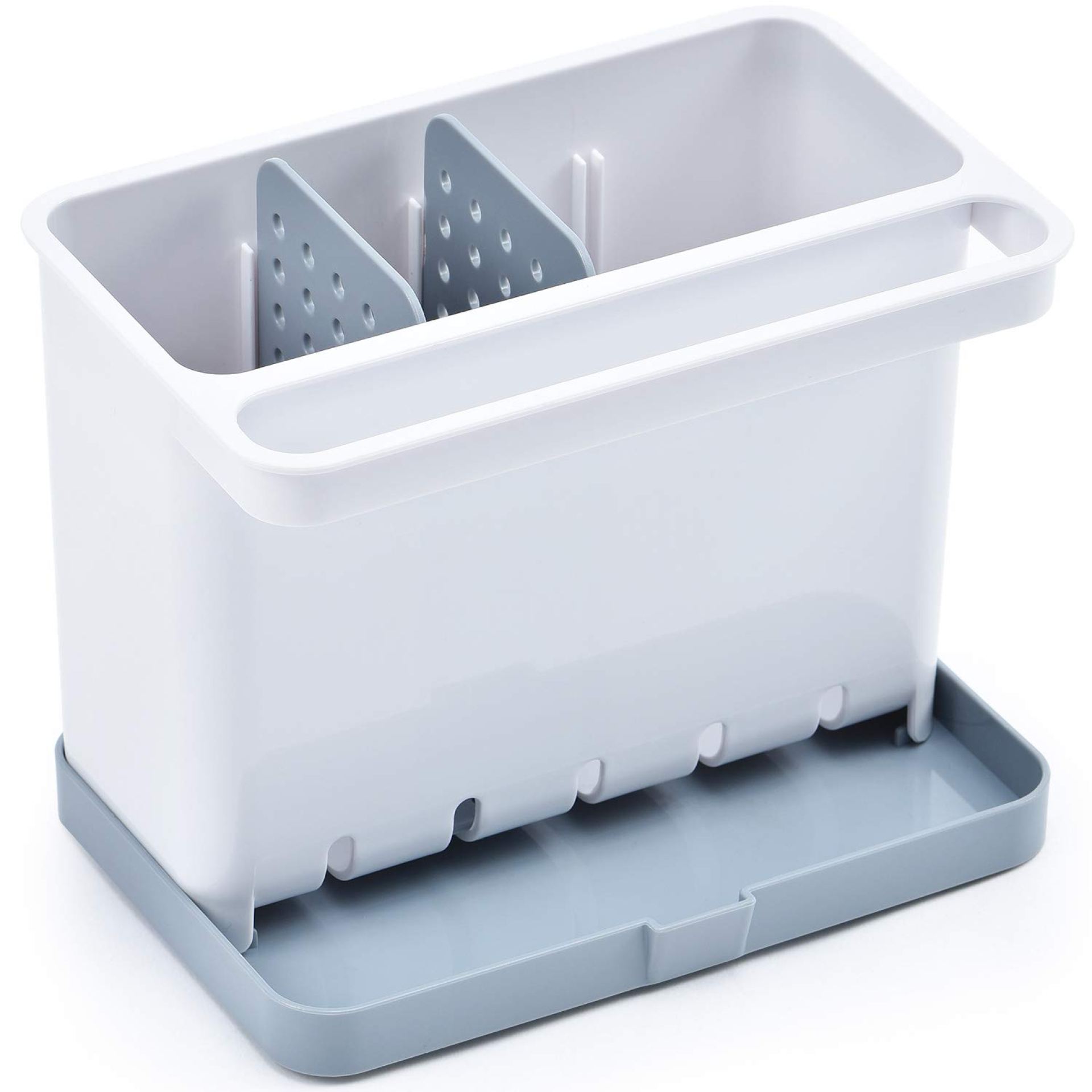 Sink Organiser – Soap Dispenser with Sponge Holder – Cloth Drying Hanger – Kitchen Organiser with Soap Dispenser – Multi-Purpose Sinkware Caddy – Removable Drip Tray for Kitchen – White & Grey Sink Organiser – Soap Dispenser with Sponge Holder – Cloth Drying Hanger – Kitchen Organiser with Soap Dispenser – Multi-Purpose Sinkware Caddy – Removable Drip Tray for Kitchen – White & Grey