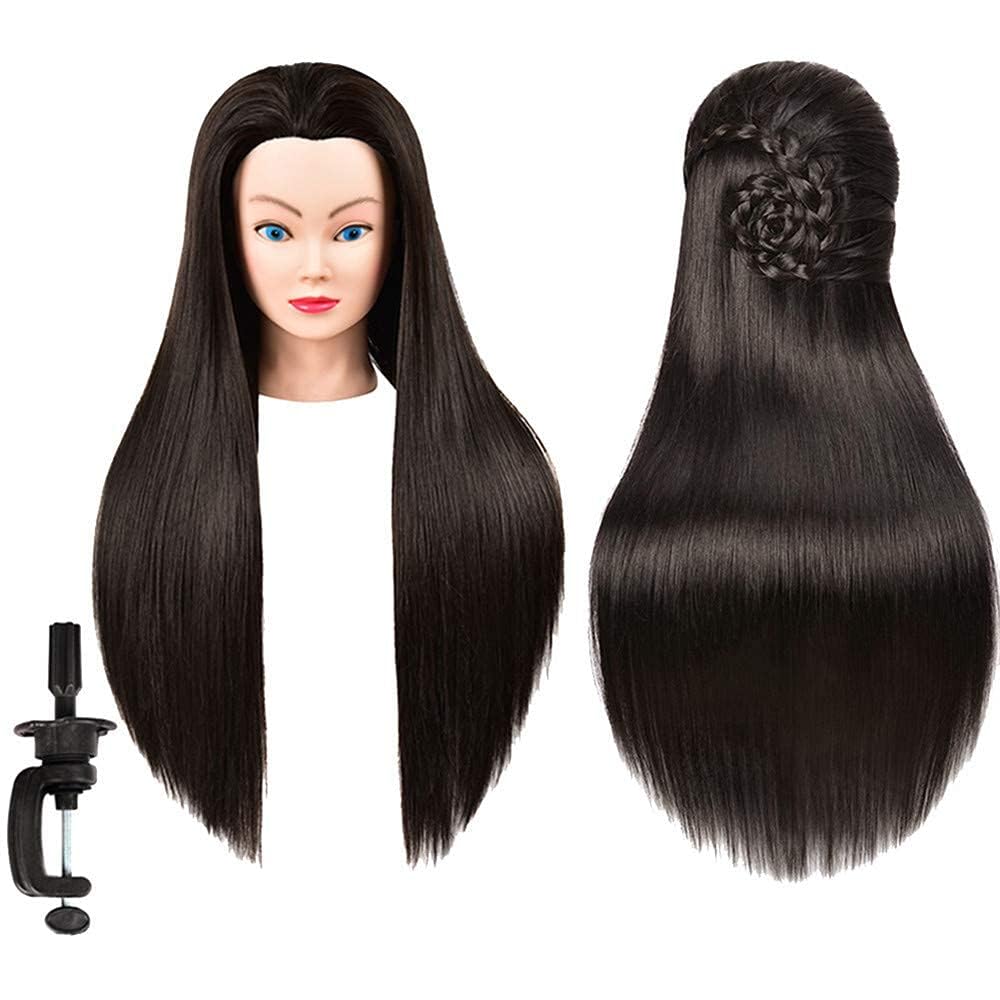 DELUXE HAIR 26″-28″ Super Long Synthetic Fiber Hair Dummy For Face Make-up Practice / Hair Dummy For Hair Styling / Hair Dummy For Hair Styling Practice / Salon / Parlor Mannequin For Hairstyle Practice (Free Clamp Stand ) Black Brown (Black) DELUXE HAIR 26″-28″ Super Long Synthetic Fiber Hair Dummy For Face Make-up Practice / Hair Dummy For Hair Styling / Hair Dummy For Hair Styling Practice / Salon / Parlor Mannequin For Hairstyle Practice (Free Clamp Stand ) Black Brown (Black)