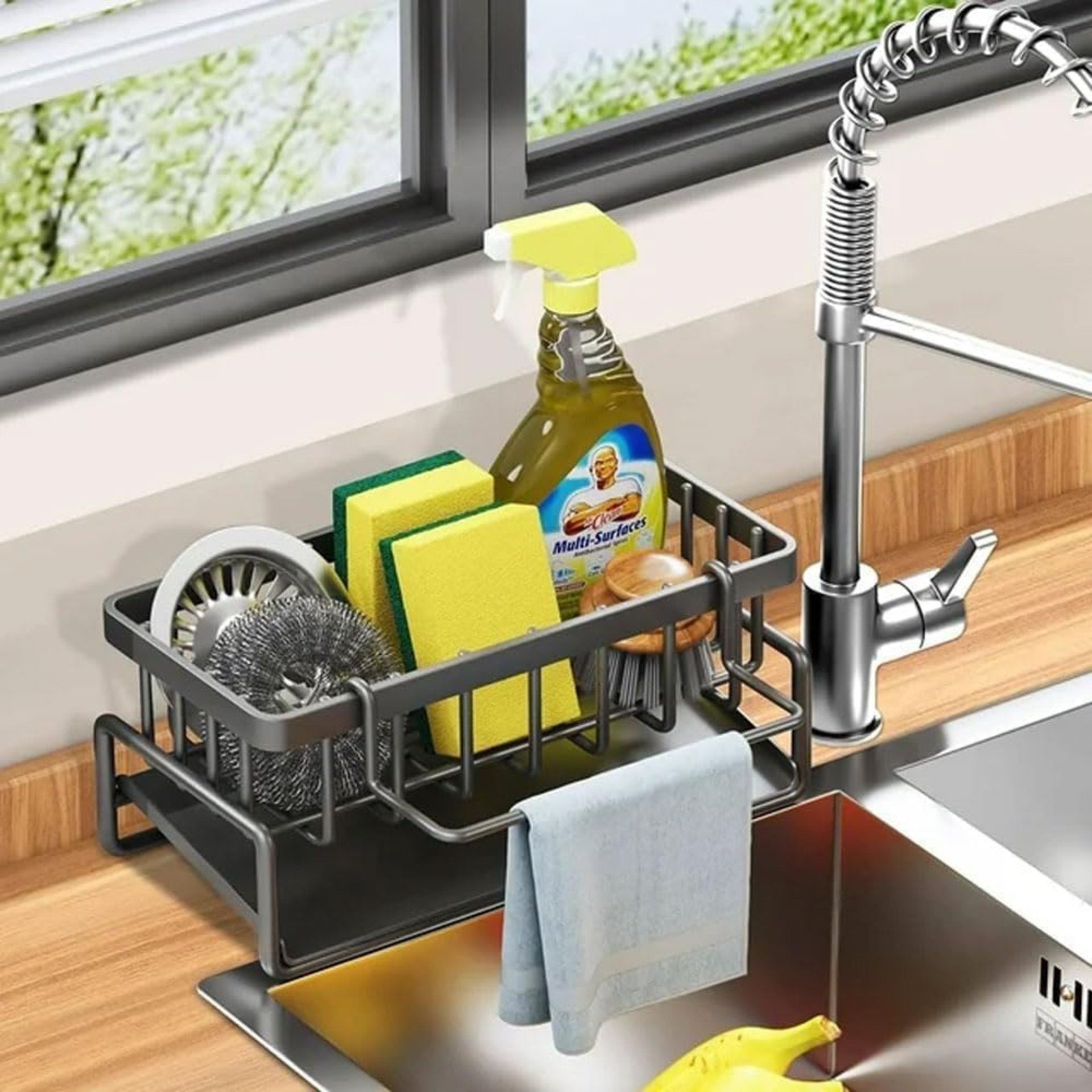 VATTU NMetal Kitchen Sink Organizer, Stainless Steel Sponge Holder Caddy, Countertop Draining Rack VATTU NMetal Kitchen Sink Organizer, Stainless Steel Sponge Holder Caddy, Countertop Draining Rack