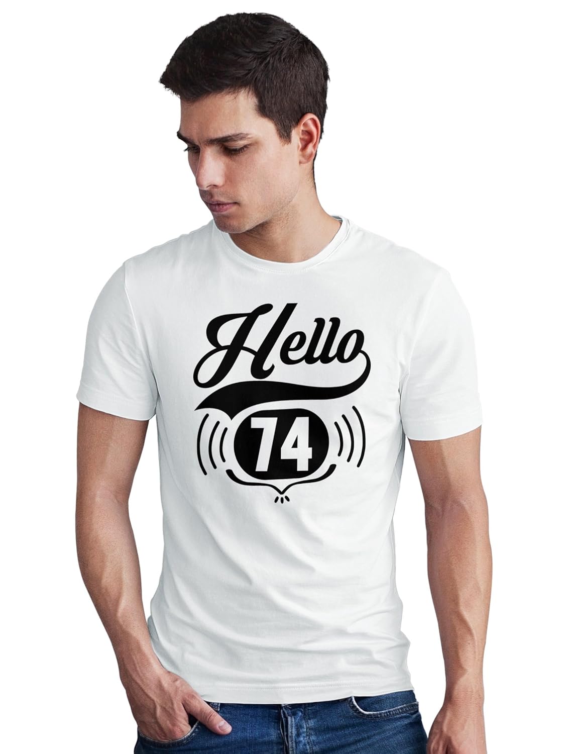 SeekBuyLove Hello 74 T-Shirt, Vintage Style Shirt, Unique Number Tee, Retro Inspired, Stylish Design, Cool Graphic Tshirt, Seventies Fashion SeekBuyLove Hello 74 T-Shirt, Vintage Style Shirt, Unique Number Tee, Retro Inspired, Stylish Design, Cool Graphic Tshirt, Seventies Fashion