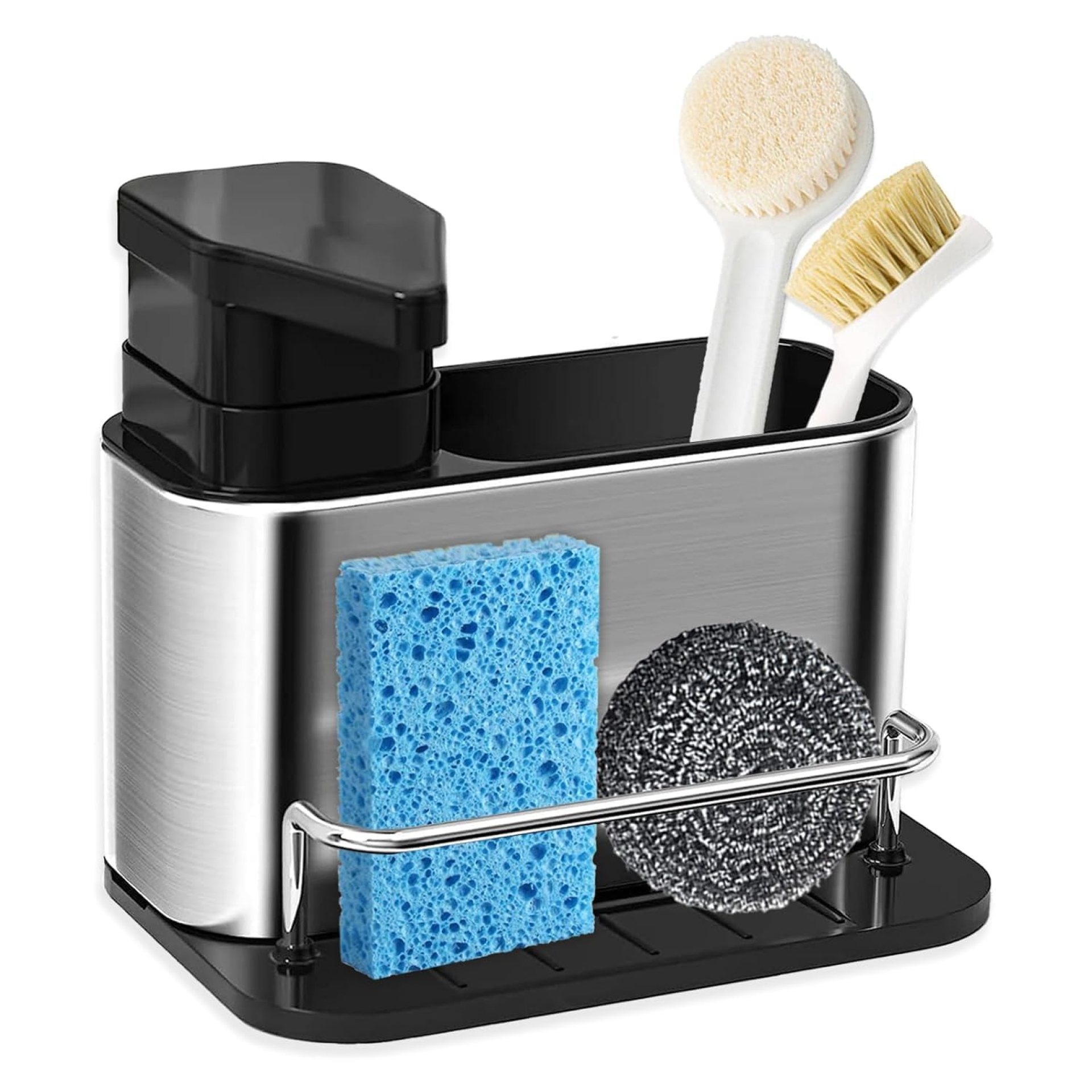 Dec Kitchenpro 3-in-1 Kitchen Sink Organizer – Stainless Steel Soap Dispenser with Sponge Holder and Storage Caddy – Space-Saving Dishwashing Rack for Sink Counter (Pack of 1) Dec Kitchenpro 3-in-1 Kitchen Sink Organizer – Stainless Steel Soap Dispenser with Sponge Holder and Storage Caddy – Space-Saving Dishwashing Rack for Sink Counter (Pack of 1)