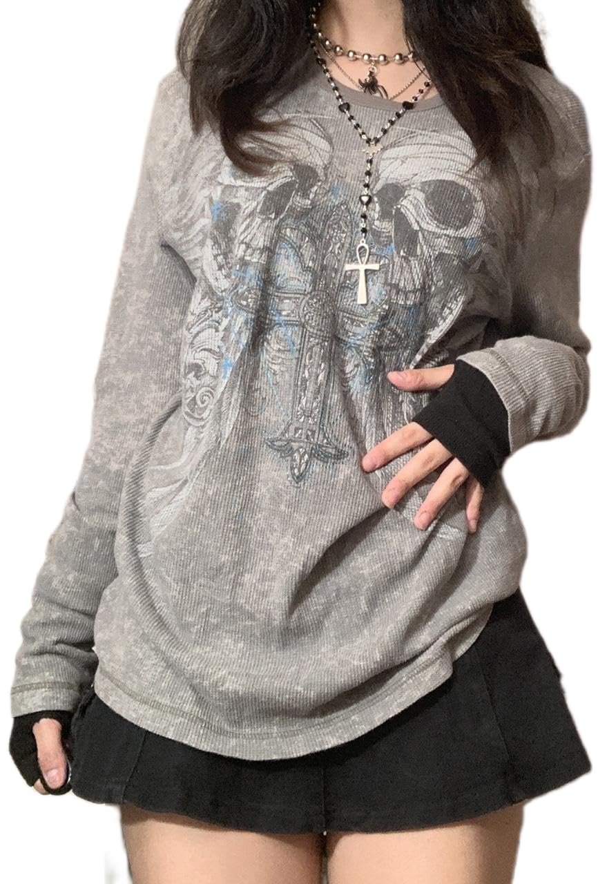 Grunge Gothic Clothes for Women Graphic Tees Y2k Fairy Long Sleeve Tops 2000s Baggy T-Shirts Emo Aesthetic Clothes Grunge Gothic Clothes for Women Graphic Tees Y2k Fairy Long Sleeve Tops 2000s Baggy T-Shirts Emo Aesthetic Clothes