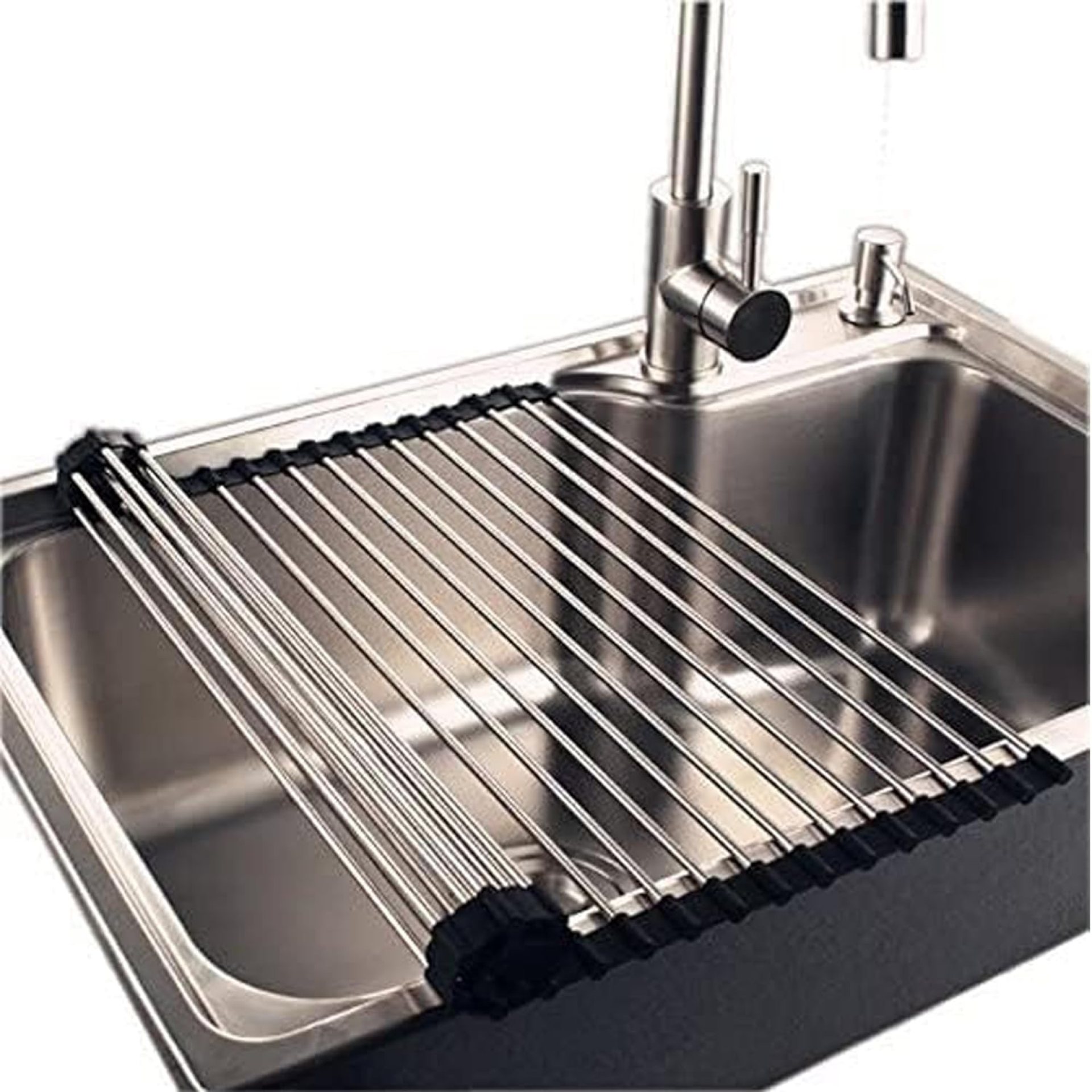 Sulfar Over The Sink Dish Drying Rack, Stainless Steel Kitchen Sink Rack Adjustable Folding Rolling Silicone Dish Drainer Rack for Kitchen (47 x 23.5 cm) Black Sulfar Over The Sink Dish Drying Rack, Stainless Steel Kitchen Sink Rack Adjustable Folding Rolling Silicone Dish Drainer Rack for Kitchen (47 x 23.5 cm) Black