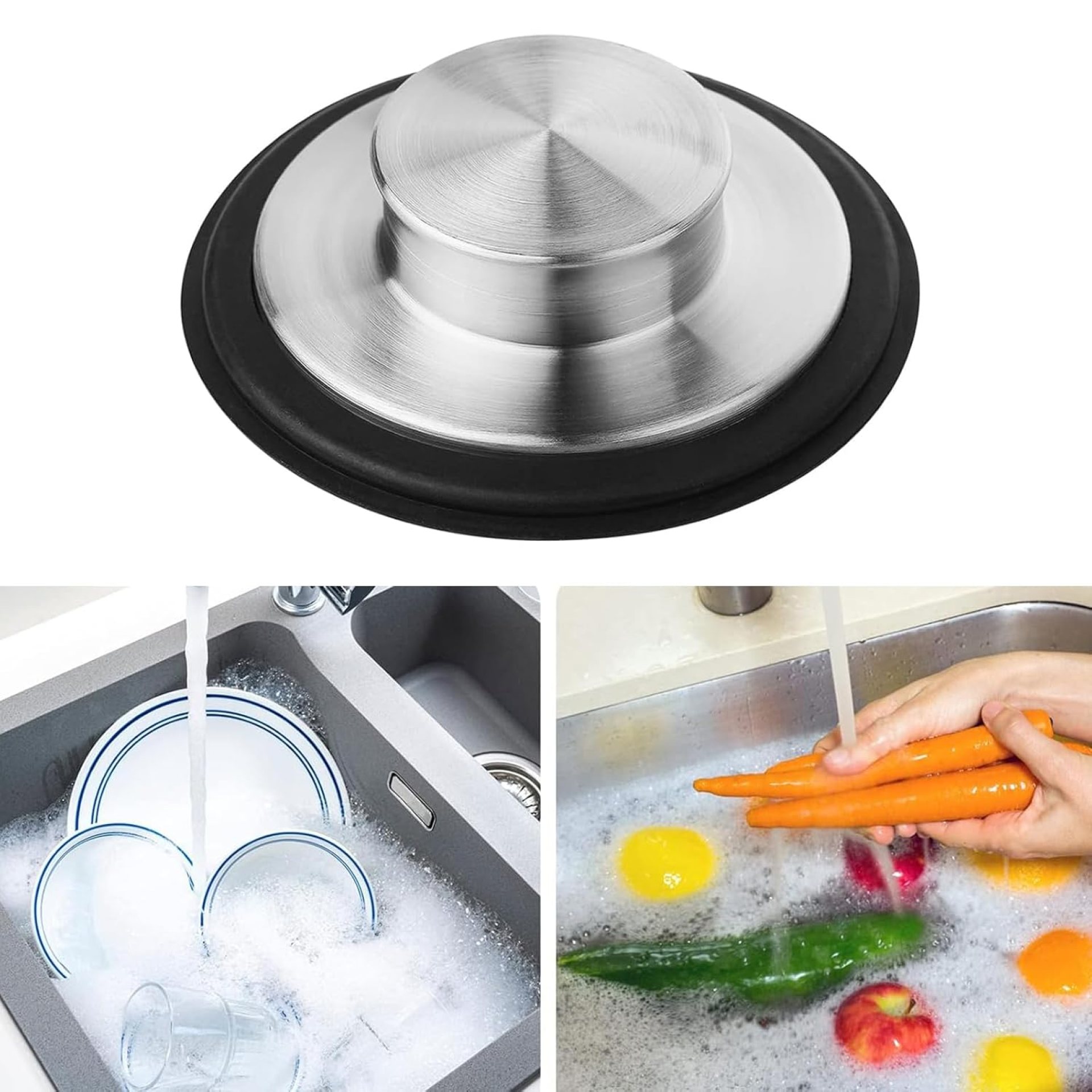 SpiderJuice 1Pc Universal Stainless Steel Kitchen Sink Drainage Hole Water Stopper Airtight Rubber Seal Gasket Cover Anti-Clogging Garbage Disposal Plug SpiderJuice 1Pc Universal Stainless Steel Kitchen Sink Drainage Hole Water Stopper Airtight Rubber Seal Gasket Cover Anti-Clogging Garbage Disposal Plug