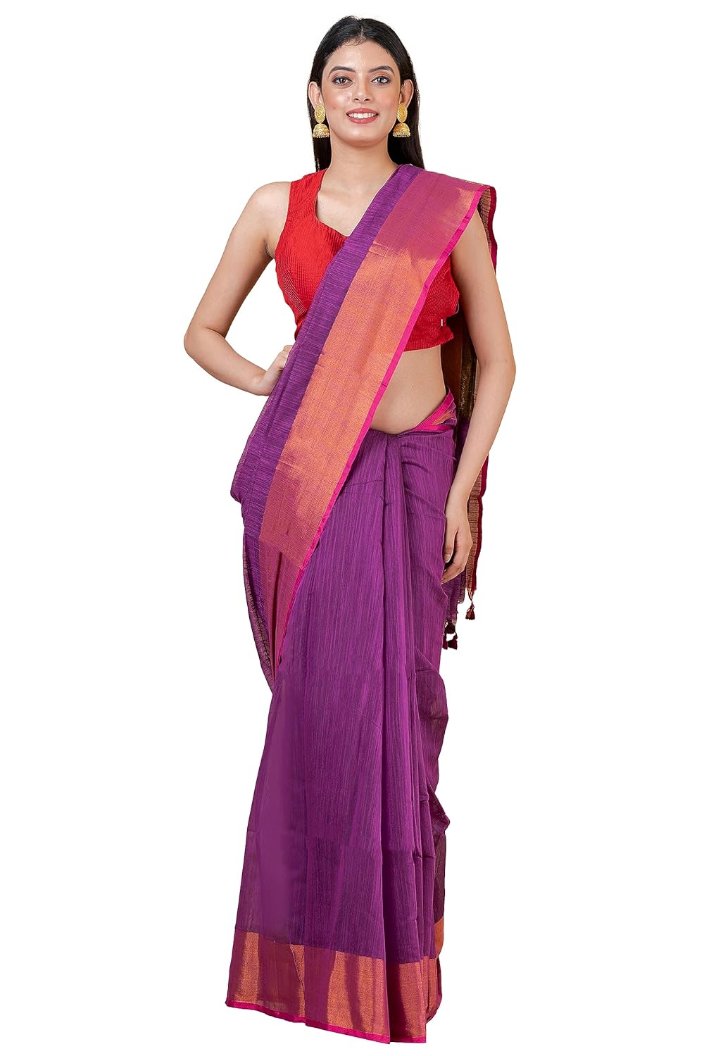 DURGA HANDLOOMS Womens soft Khaadi Cotton Sari with blouse piece, DH474 DURGA HANDLOOMS Womens soft Khaadi Cotton Sari with blouse piece, DH474