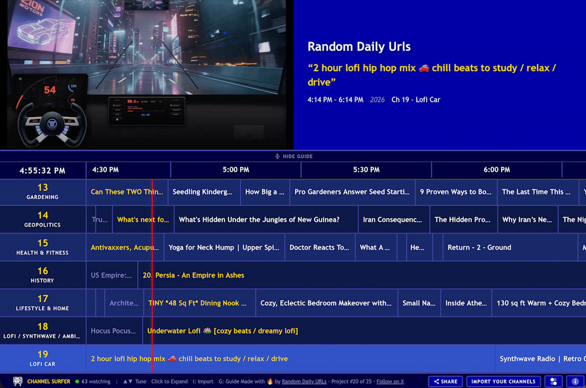 This net app permits you to ‘channel surf’ YouTube like a ’90s child watching cable This net app permits you to ‘channel surf’ YouTube like a ’90s child watching cable