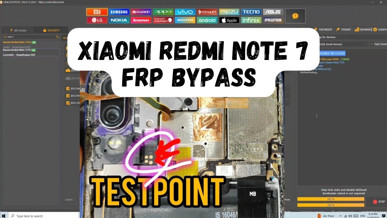 Exploring the Xiaomi Redmi Note 7 Snapdragon Testpoint for FRP Bypass Exploring the Xiaomi Redmi Note 7 Snapdragon Testpoint for FRP Bypass
