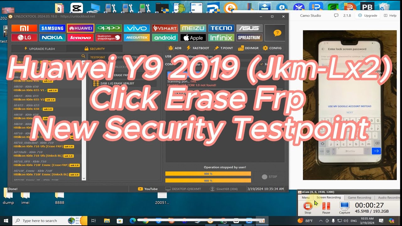Huawei Y9 2019 JKM LX2 Click Erase FRP New Security Huawei Y9 2019 JKM LX2 Click Erase FRP New Security