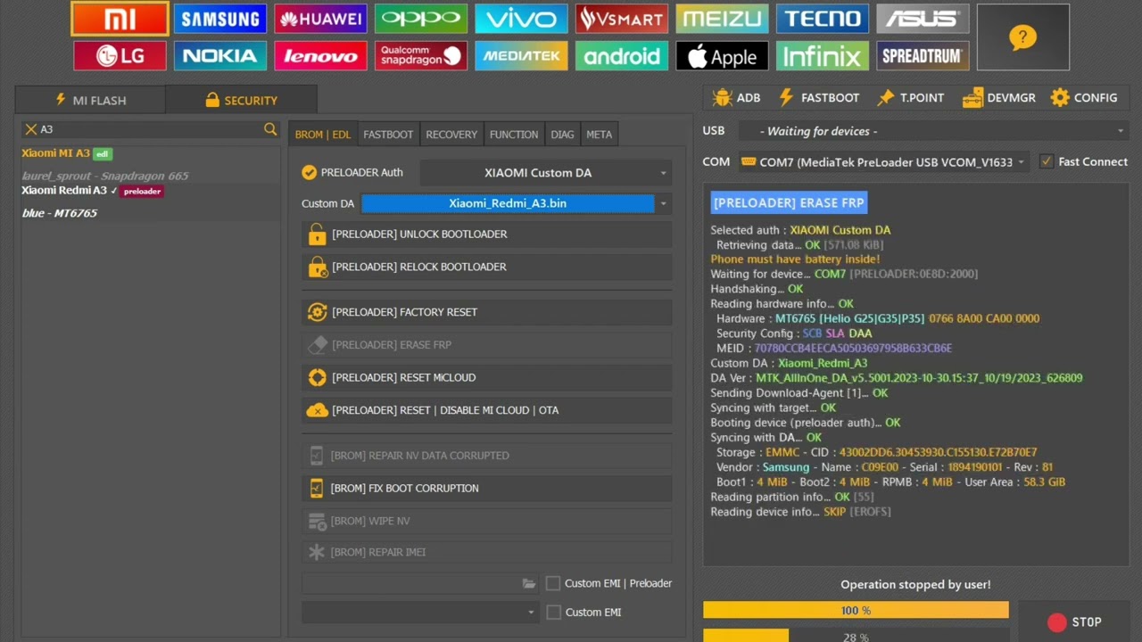 Xiaomi Redmi A3 last security Custom DA Remove FRP Xiaomi Redmi A3 last security Custom DA Remove FRP