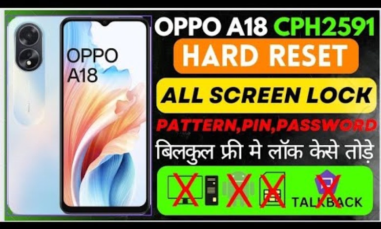 OPPO A18 ( CPH2591 ) PATTERN,PIN, PASSWORD UNLOCK || OPPO A18 ( CPH2591 ) PATTERN,PIN, PASSWORD UNLOCK ||