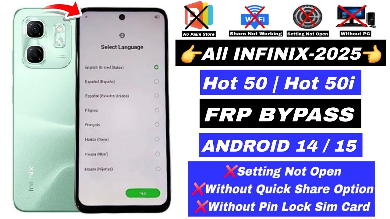Unlocking Secrets: The Infinix Hot 50/50i Android 14/15 FRP Bypass Revealed! Unlocking Secrets: The Infinix Hot 50/50i Android 14/15 FRP Bypass Revealed!
