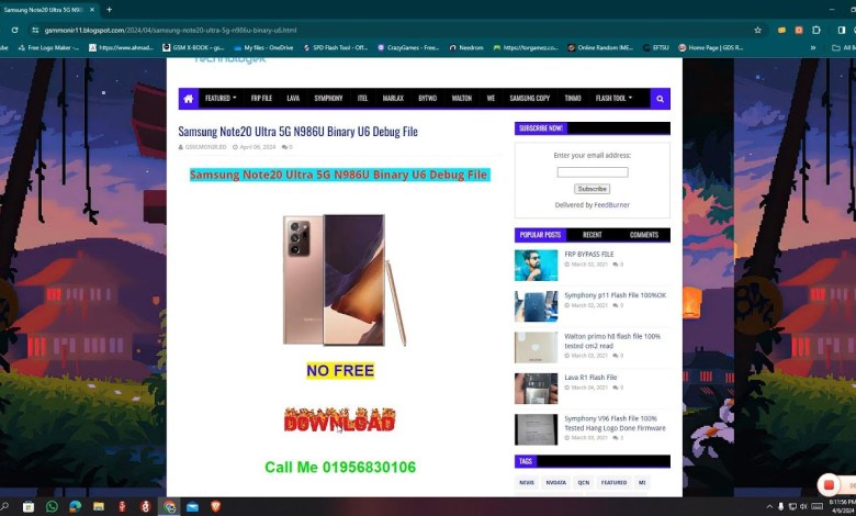 Samsung Note20 Ultra 5G N986U Binary U6 Debug File Samsung Note20 Ultra 5G N986U Binary U6 Debug File