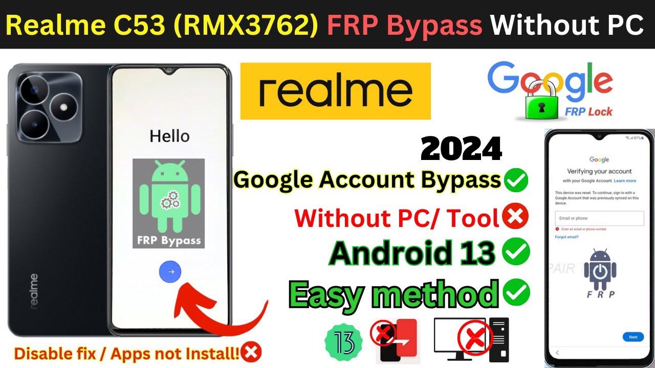 Realme C53 (RMX3762) FRP Bypass Without PC New Easy Realme C53 (RMX3762) FRP Bypass Without PC New Easy