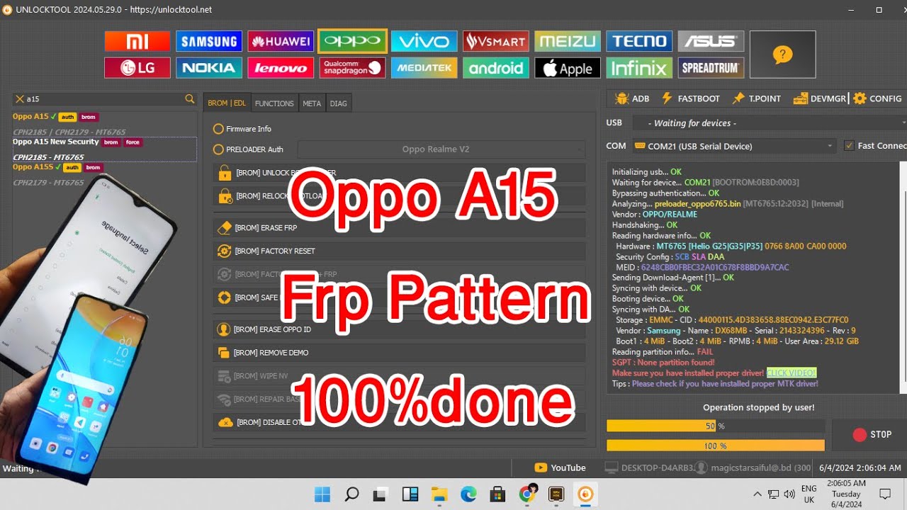 oppo a15 cph2185 pattern password & frp unlock tool oppo a15 cph2185 pattern password & frp unlock tool