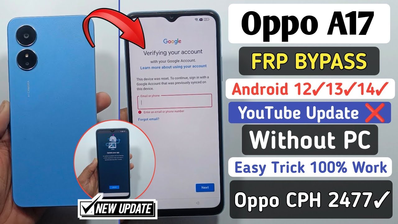 Unlock OPPO A17 with this simple FRP bypass method | Latest YouTube update causing issues? Solve them on your OPPO device Unlock OPPO A17 with this simple FRP bypass method | Latest YouTube update causing issues? Solve them on your OPPO device