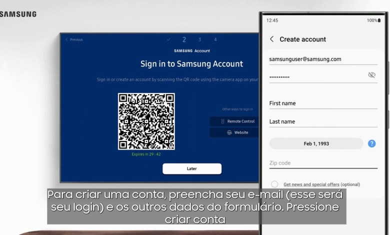 Creating Samsung account during network setup Creating Samsung account during network setup
