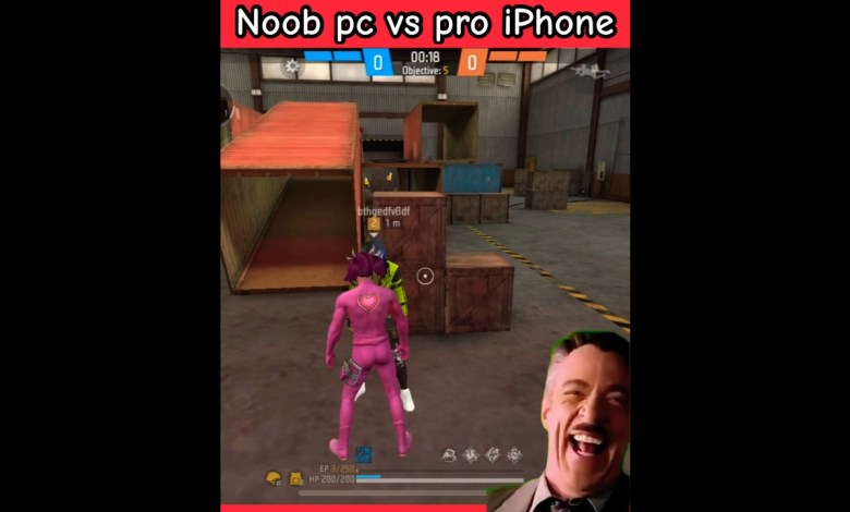 Noob pc player vs pro iPhone player #freefire Noob pc player vs pro iPhone player #freefire
