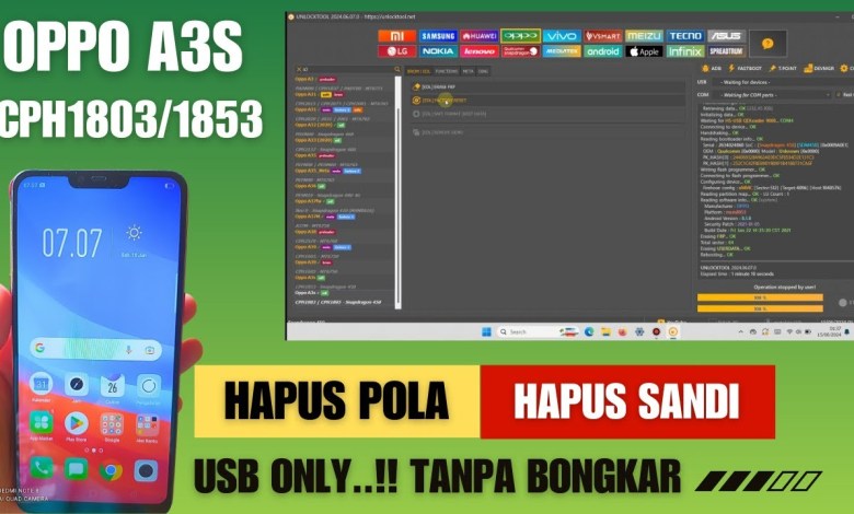 Hapus Pola,Pin,Sandi Oppo A3S CPH1803,1853 USB Only Hapus Pola,Pin,Sandi Oppo A3S CPH1803,1853 USB Only