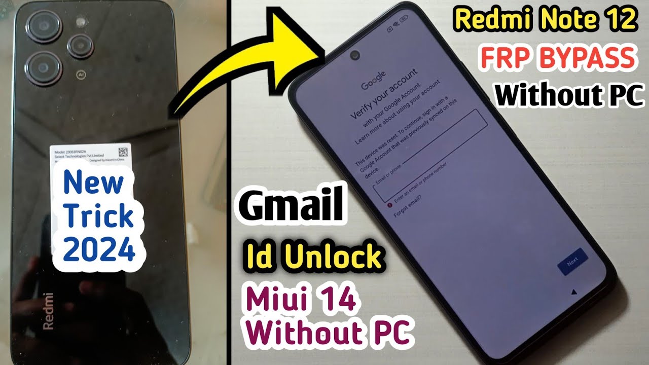 Redmi Note 12 Google/Gmail Account Bypass Without Pc || Redmi Note 12 Google/Gmail Account Bypass Without Pc ||