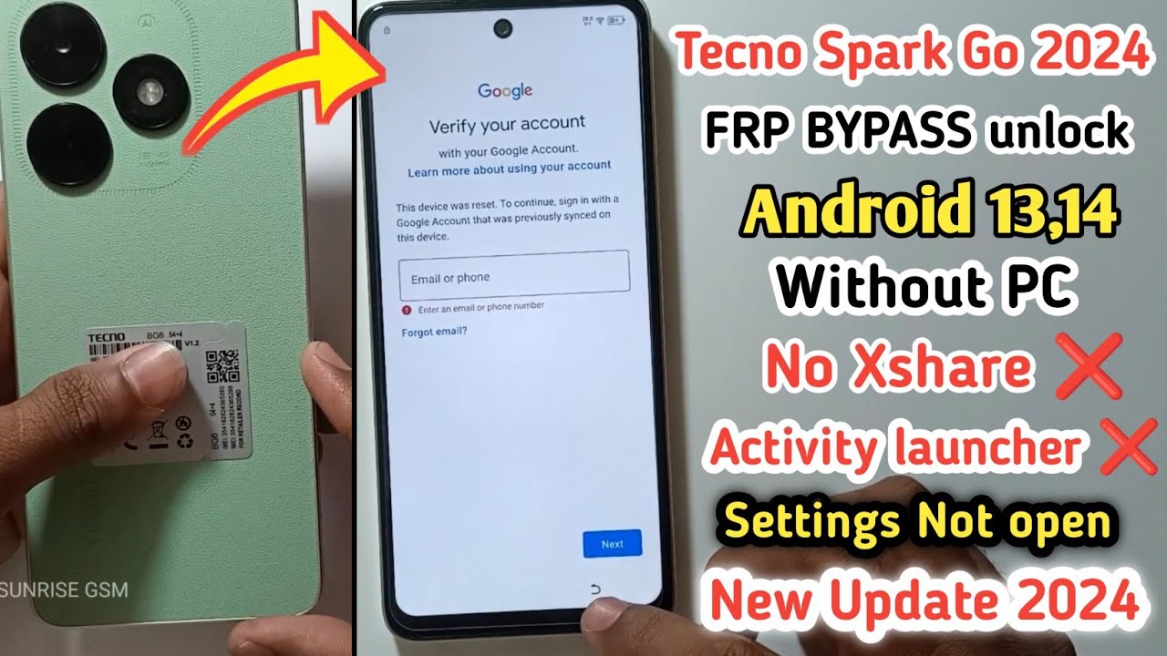 Tecno Spark Go 2024 Frp Bypass Android 13 | Tecno BG6 Tecno Spark Go 2024 Frp Bypass Android 13 | Tecno BG6