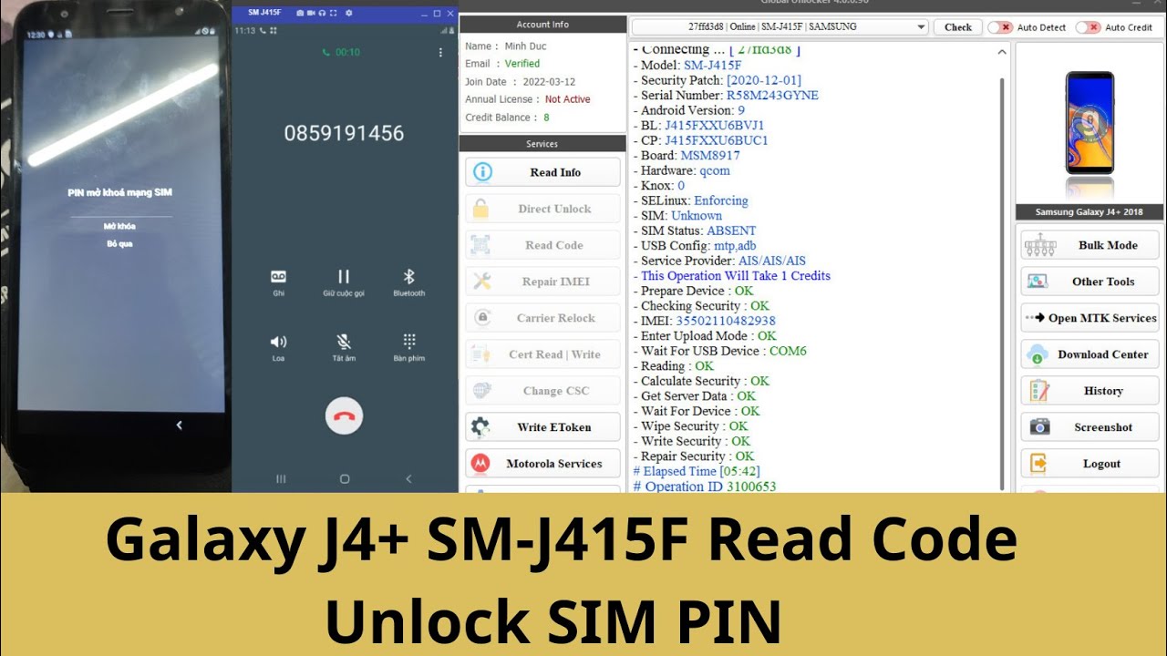 Galaxy J4+ SM-J415F Read Code Unlock SIM PIN (Unlock) Galaxy J4+ SM-J415F Read Code Unlock SIM PIN (Unlock)