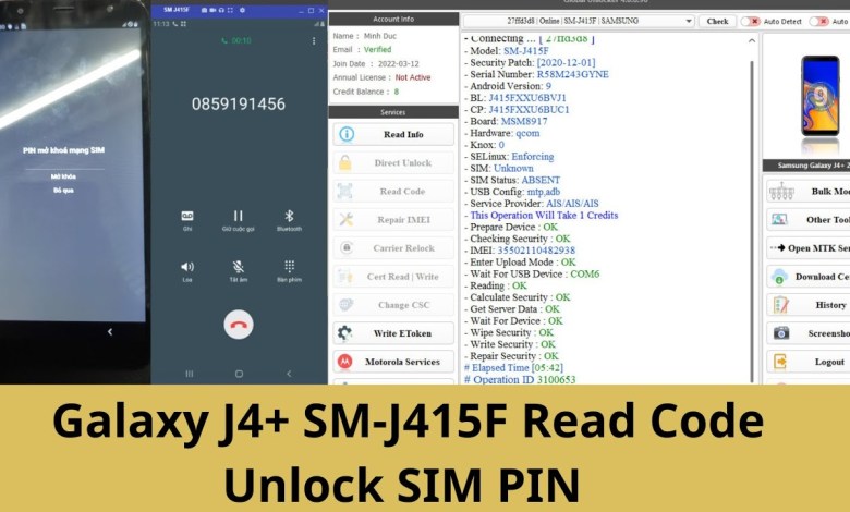 Galaxy J4+ SM-J415F Read Code Unlock SIM PIN (Unlock) Galaxy J4+ SM-J415F Read Code Unlock SIM PIN (Unlock)