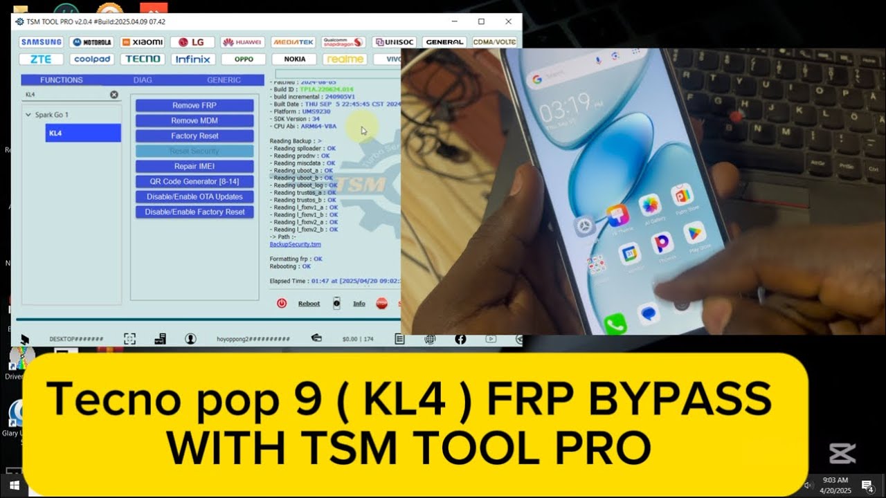 Unlock TECNO POP 9 (KL4) FRP on Android 14 using TSM Tool: What’s the secret to bypassing FRP? Unlock TECNO POP 9 (KL4) FRP on Android 14 using TSM Tool: What’s the secret to bypassing FRP?