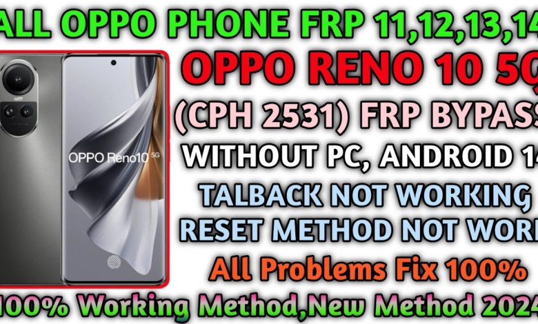 Oppo Reno 10 5g Frp Bypass Without pc android 14/New Oppo Reno 10 5g Frp Bypass Without pc android 14/New