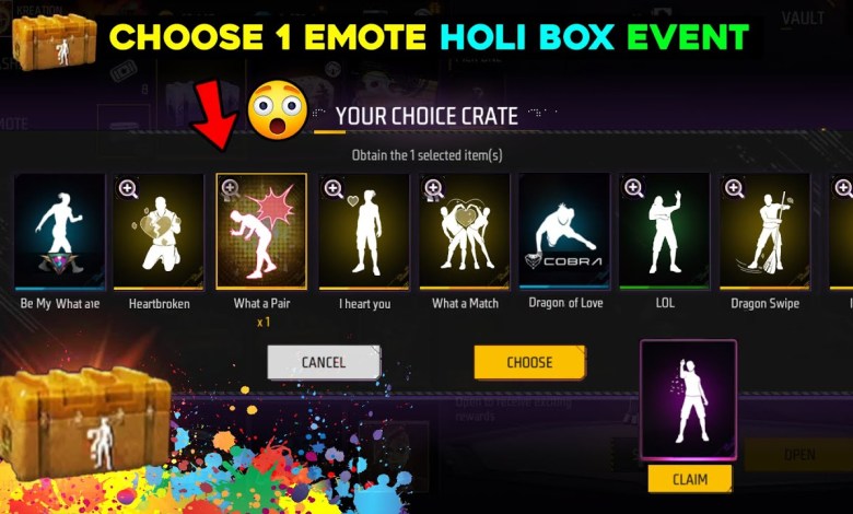 CHOOSE 1 RARE EMOTE HOLI BOX EVENT -para CHOOSE 1 RARE EMOTE HOLI BOX EVENT -para