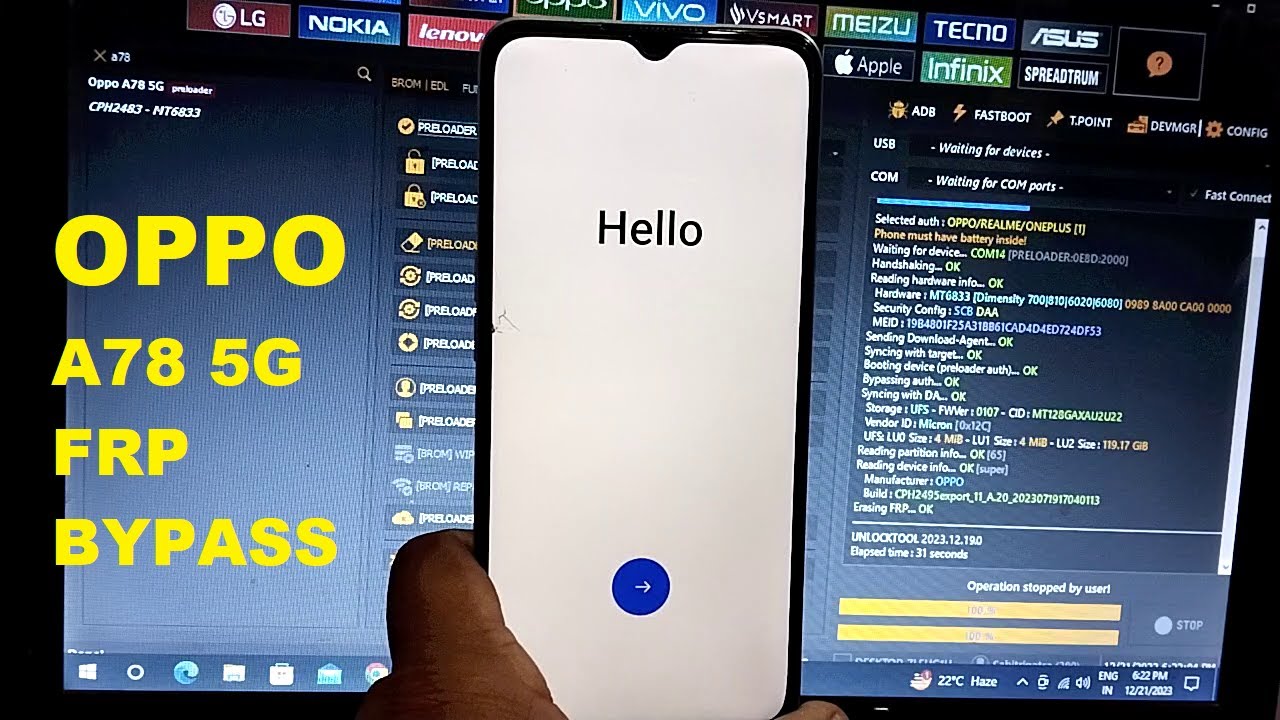 Oppo A78 5G (CPH2495) Frp Bypass Reset In Unlock Tool ! Oppo A78 5G (CPH2495) Frp Bypass Reset In Unlock Tool !