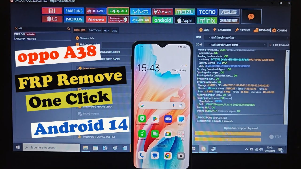OPPO A38 FRP Remove One Click Android 14 Unlock Tool OPPO A38 FRP Remove One Click Android 14 Unlock Tool