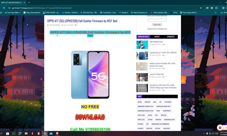OPPO A77 (5G) (CPH2339) Full Scatter Firmware by MST OPPO A77 (5G) (CPH2339) Full Scatter Firmware by MST