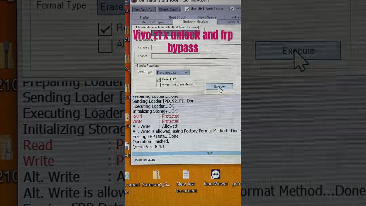 Vivo z1 x unlock and frp bypass by umt #shorts #viral Vivo z1 x unlock and frp bypass by umt #shorts #viral