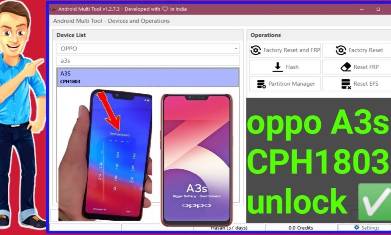oppo A3s CPH1803 pin pattern password unlock / A3s oppo A3s CPH1803 pin pattern password unlock / A3s