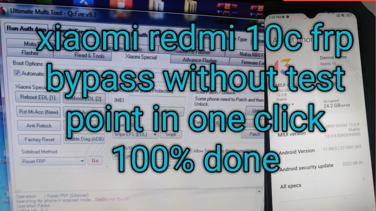xiaomi redmi 10c frp bypass without test point in one xiaomi redmi 10c frp bypass without test point in one