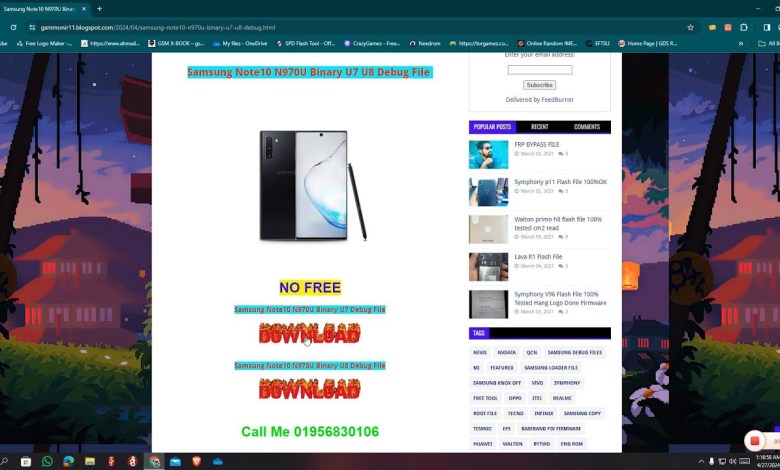 Samsung Note10 N970U Binary U7 U8 Debug File #gsmakd Samsung Note10 N970U Binary U7 U8 Debug File #gsmakd