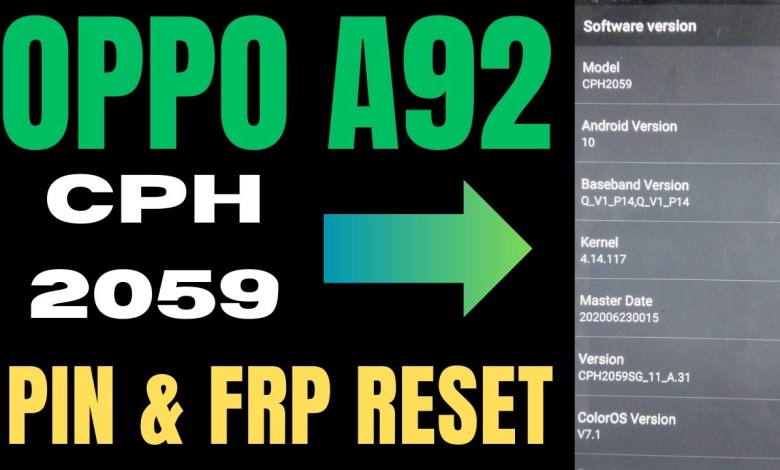 Oppo A92 (CPH2059) PIN & FRP Reset | Easy Bypass Oppo A92 (CPH2059) PIN & FRP Reset | Easy Bypass