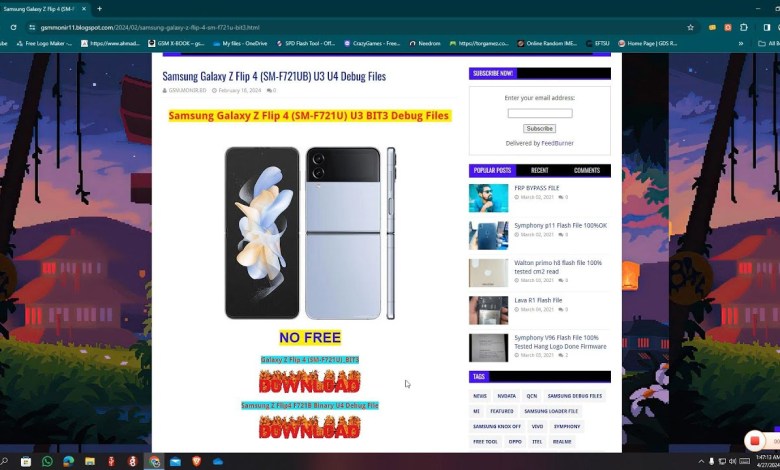 Samsung Galaxy Z Flip 4 (SM-F721UB) U3 U4 Debug Files Samsung Galaxy Z Flip 4 (SM-F721UB) U3 U4 Debug Files