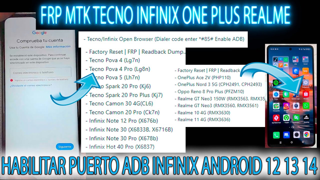 FRP INFINIX TECNO ONE PLUS REALME REMOVE GOOGLE ACCOUNT FRP INFINIX TECNO ONE PLUS REALME REMOVE GOOGLE ACCOUNT