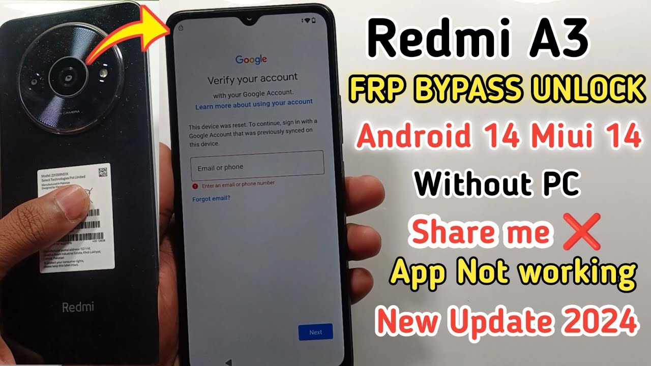 Xiaomi Redmi A3 Frp Bypass Android 14 | Redmi A3 Bypass Xiaomi Redmi A3 Frp Bypass Android 14 | Redmi A3 Bypass