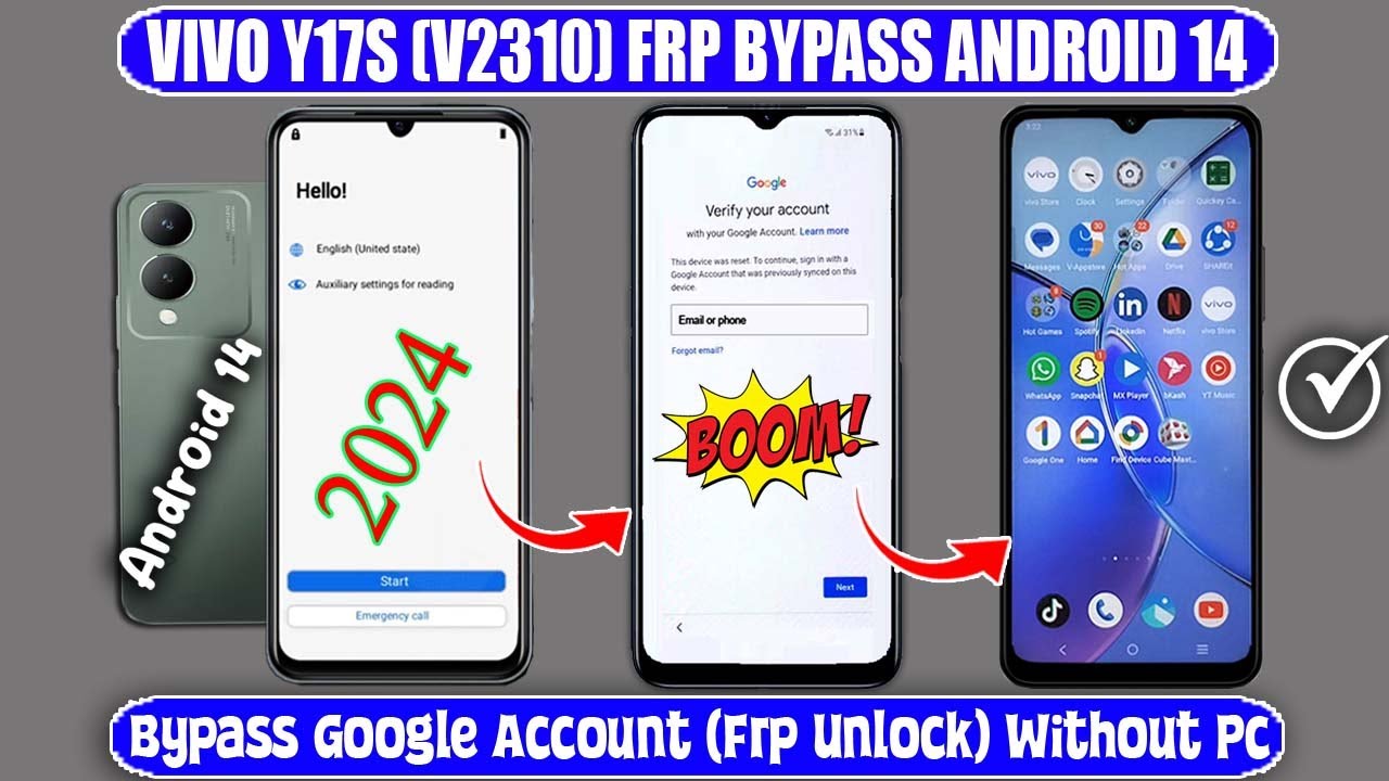 Discover how to bypass Vivo Y17s V2310 FRP on Android 14 and bypass Google account restrictions Discover how to bypass Vivo Y17s V2310 FRP on Android 14 and bypass Google account restrictions