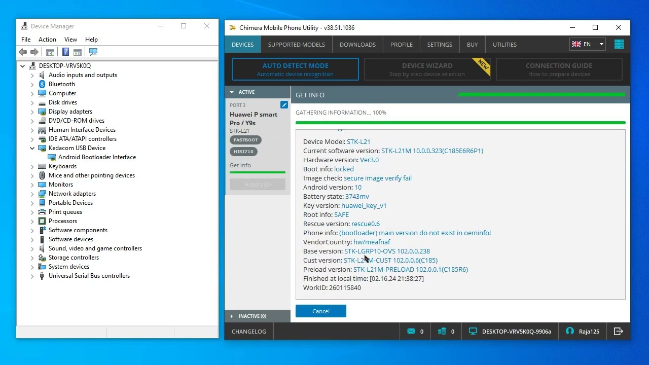 Huawei Y9 Prime (2019) STK-L21 Frp Remove Chimera Tool Huawei Y9 Prime (2019) STK-L21 Frp Remove Chimera Tool