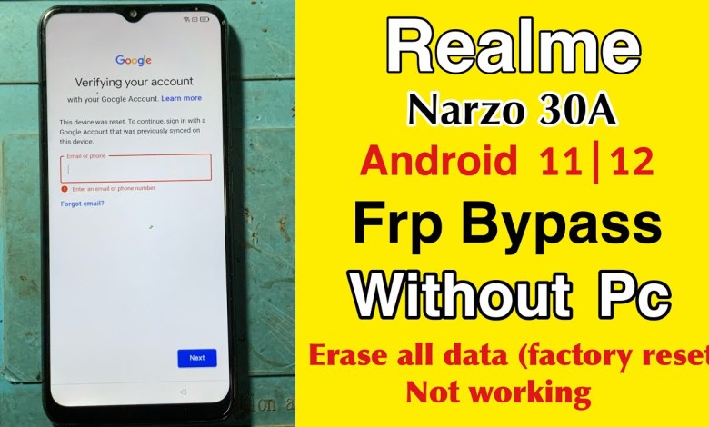 Realme Narzo 30A Frp Bypass Android 11 | Erase All Data Realme Narzo 30A Frp Bypass Android 11 | Erase All Data