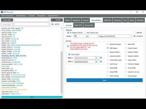 Oppo A8 PDBM00 & Oppo A31 CPH2015 Repair IMEI NULL Oppo A8 PDBM00 & Oppo A31 CPH2015 Repair IMEI NULL