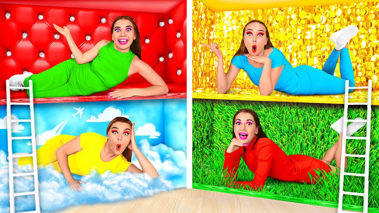 Secret Room Under the Bed Four Color Challenge | Funny Secret Room Under the Bed Four Color Challenge | Funny