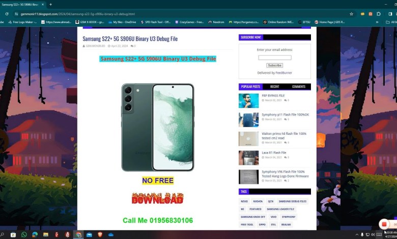 Samsung S22+ 5G S906U Binary U3 Debug File #gsmakd Samsung S22+ 5G S906U Binary U3 Debug File #gsmakd